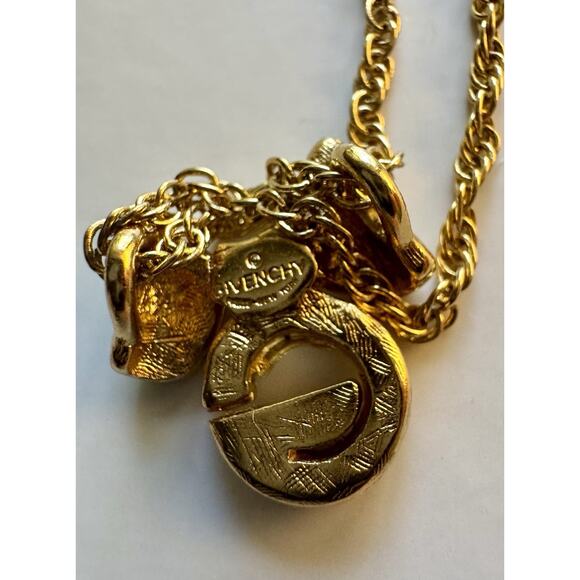 Vintage Givenchy Gold-Tone Bow Pendant Necklace with Rhinestones - Picture 3 of 5